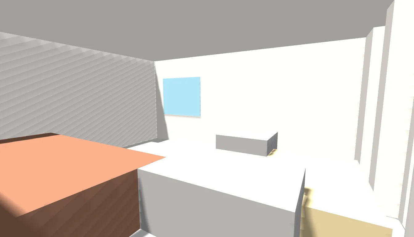 The shaded whitebox view of the office chamber used as the render control.